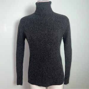 Autumn Cashmere Gray 100% Cashmere Turtleneck Seeater Side Zipper Detail Size L